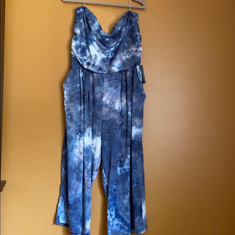 Forever 21 Strapless Tye-Dye Jumpsuit